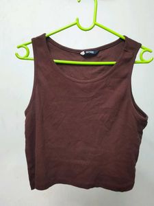 BARE Brown Ribbed Tank Top