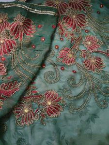 Embroidered Green Saree with Sequins