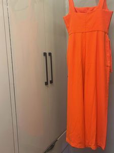 Vibrant Orange Wide-Leg Jumpsuit