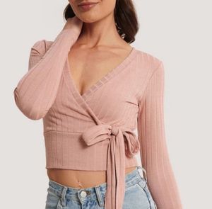 Ribbed Wrap Crop Top
