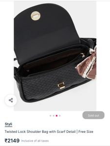Chic Black Crossbody Bag with Scarf Accent