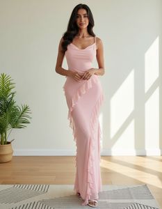 Pink Ruffle Maxi Dress