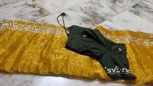 Elegant Yellow Embroidered Saree