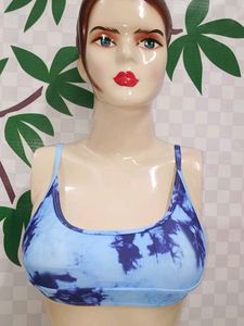 (400)Blue Tie-Dye Sports Bra