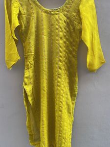 Yellow Embroidered Kurta