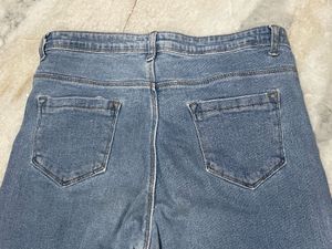 Light Wash Ripped Wide Leg Jeans