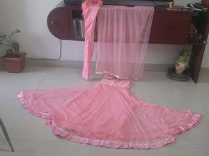 Elegant Pink Gown with churidar &amp; dupatta