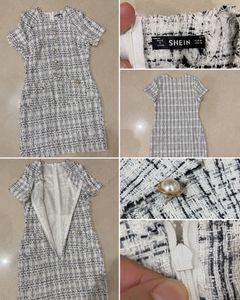 Womens Tweed Woolen Fabric Plaid Pattern A-Line Sh