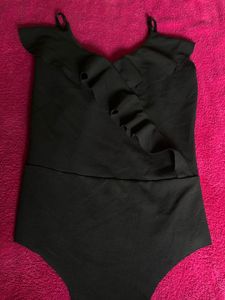 Black Ruffle Bodysuit
