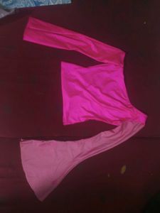 Hot Pink One Shoulder Bell Sleeve Top