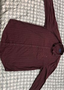 Men's Maroon Striped Casual Shirt