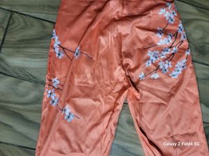 Brand New Branded Satin Silk Orange Printed Co Order Set