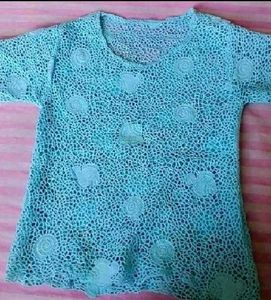 Teal Crochet Lace Blouse