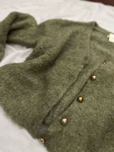 Olive Green Knit Cardigan