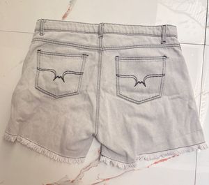 Light Wash Frayed Denim Shorts