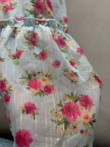 Light Blue Floral Tiered Dress