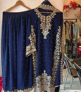 Elegant Red Embroidered kurta plazzo and dupatta S