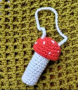 Crocheted Mushroom lip balm cover