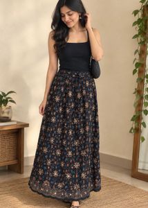 Embroidered Black Ethnic Skirt