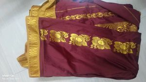 Elegant Maroon &amp; Golden Saree