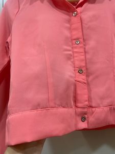 Women’s Crop Casual Peach Shirt