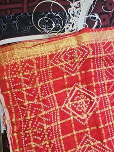 Elegant Red Bandhani Saree