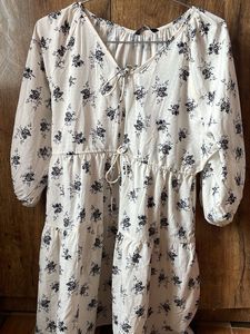White Floral Tiered Midi Dress