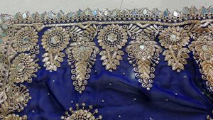 Royal Blue mirror work saree with blouse