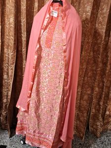 Pink Paisley Print Kurta Set with Dupatta