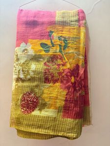 Vibrant Floral Print Saree