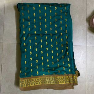 💫 Royal Peacock 🦚 Blue Synthetic Silk Saree 💫