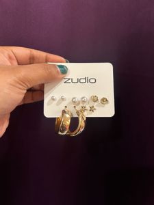 Zudio Gold Earring Set of 5