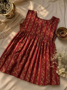 Maroon Striped Ethnic Kurta