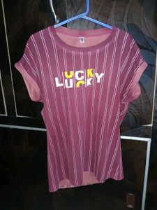 Maroon Striped "Lucky" T-Shirt