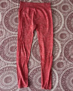 Red Melange Effect Rapid-Dry Seamless Yoga Tights