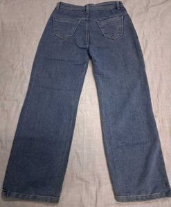 Wide Leg Blue Denim Jeans