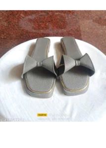 Stylish Grey Bow Slides