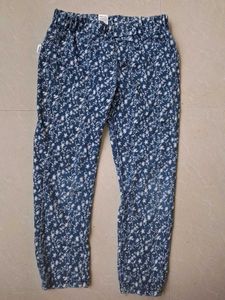 Blue Floral Print Pants