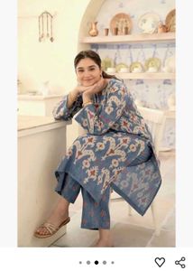 Blue Ikat Print Kurta Set