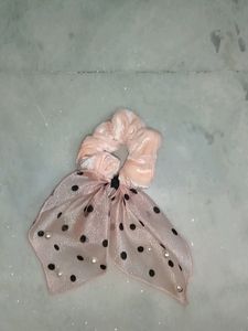 Cute Velvet Scrunchie With Pearls