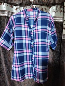 Checkered Button-Up Tunic