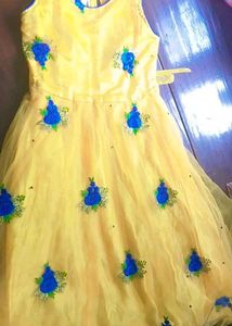 Yellow Embroidered Frock for Girls