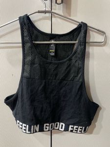 black mesh sports crop top
