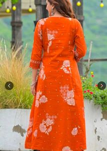 Orange Embroidered Kurta Set