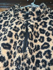 H&amp;M Leopard Print Teddy Sweatshirt