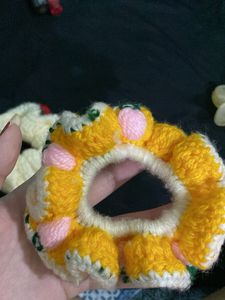 Handmade Crochet Scrunchie Set , strawberry