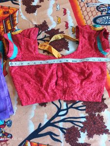 Stylish Red Saree Ethnic Blouse