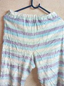 Ladies Fleece Fashion Pajama Stripped Multicolour