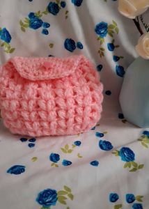 Handmade Pink Crochet Earbud Case Pouch