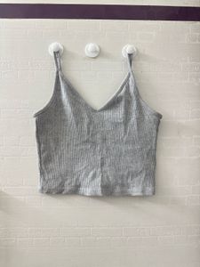 Gray Ribbed Tank Top